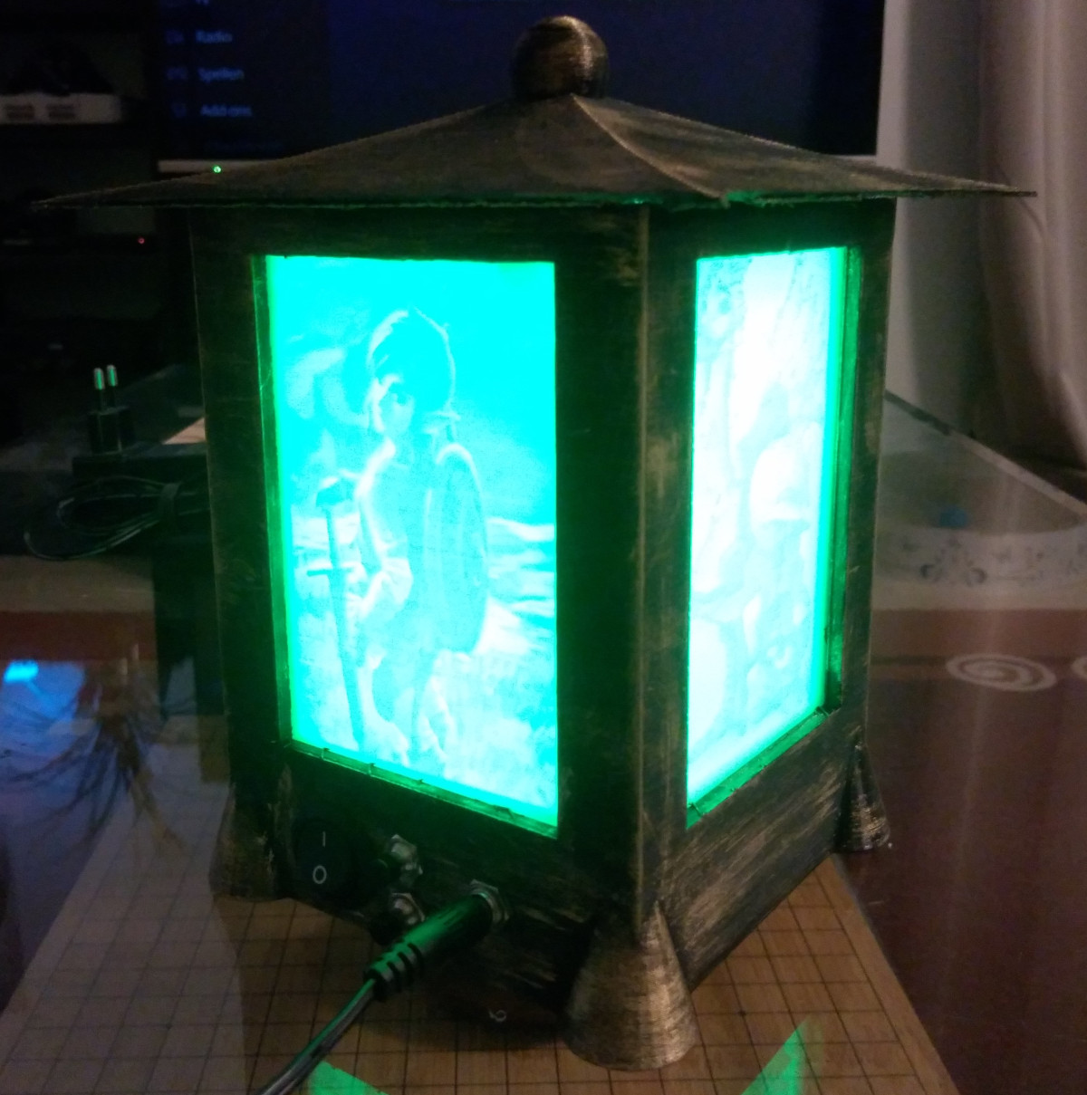 The lithophane lantern with light on